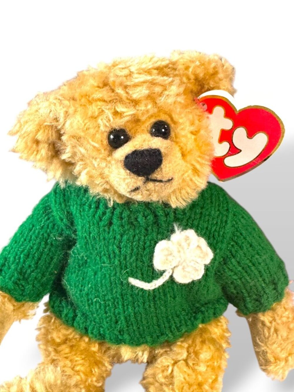 Ty Vintage Teddy Bear With Green Shamrock Sweater - Blarney 1993 - Picture 2 of 9